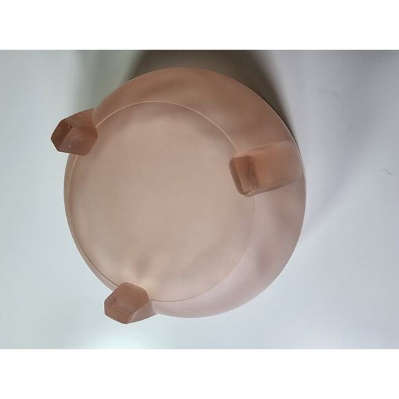 Vintage Frosted Pink Satin Glass Trinket Candy Vanity Dish Powder Box - Picture 12 of 12